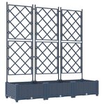 vidaXL Jardinière avec treillis 3 Pièces Grise 120x40x125 5 cm
