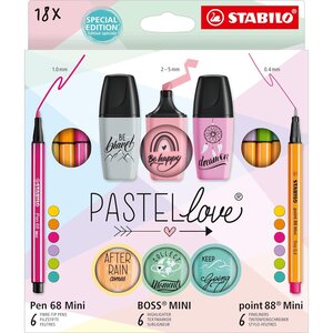 Kit écriture Mini World Pastellove  étui de 18 STABILO