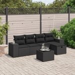 vidaXL Salon de jardin 6 Pièces avec coussins noir résine tressée