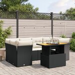 vidaXL Salon de jardin 7 Pièces avec coussins noir résine tressée