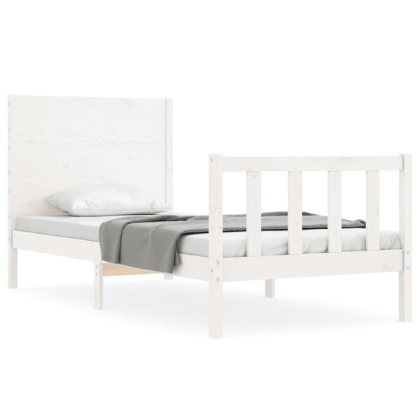 vidaXL Cadre de lit avec tête de lit blanc petit simple bois massif