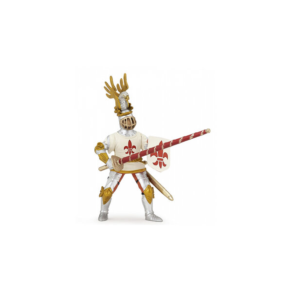 Chevalier Blanc Fleur de Lys - Figurine Équestre Élégante