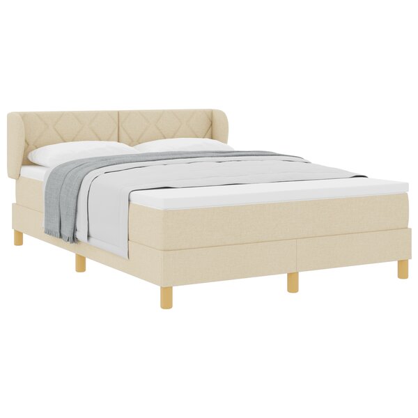 Lit Box Spring avec Matelas Crème 160x200 cm en Tissu