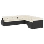 vidaXL Salon de jardin 10 Pièces avec coussins noir résine tressée