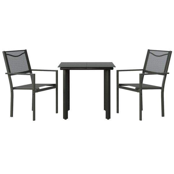 vidaXL Ensemble à manger de jardin 3 Pièces noir textilène et acier