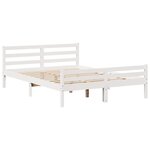 vidaXL Cadre de lit avec tête de lit blanc 135x190 cm bois pin massif