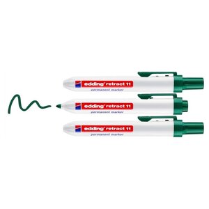 Marqueur Permanent retract 11 vert 1 5-3 mm x 3 EDDING