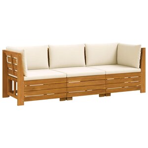 vidaXL Ensemble de canapés d'extérieur avec coussin 3 Pièce Marron