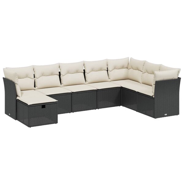 vidaXL Salon de jardin 8 Pièces avec coussins noir résine tressée