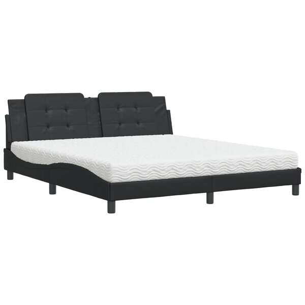 vidaXL Lit avec matelas noir 180x200 cm similicuir