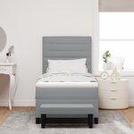 vidaXL Lit avec sommier avec matelas et banc gris clair 90x200 cm tissu