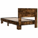 vidaXL Cadre de lit chêne fumé 75x190 cm bois d'ingénierie et métal