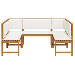 Ensemble de banc de jardin 5 pièces avec coussins en bois d'acacia