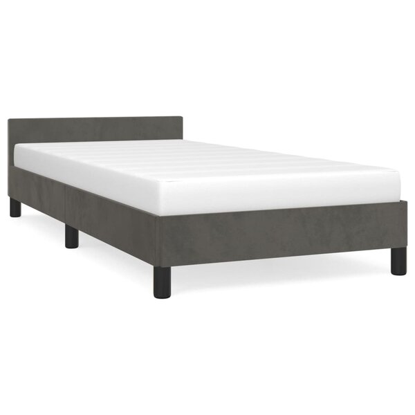 vidaXL Cadre de lit avec tête de lit Gris foncé 100x200 cm Velours