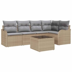 vidaXL Ensemble de canapé de jardin 6 Pièces Beige polyrotin