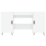 Bureau table poste de travail meuble d'ordinateur informatique étude brillant 140 x 50 x 75 cm bois d'ingénierie blanc 02_0023540