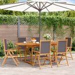 vidaXL Ensemble à manger de jardin 7 Pièces anthracite tissu bois massif