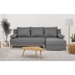Canapé d'angle convertible - Tissu Gris - 197 x 91/132 x 82 cm - TEIJO