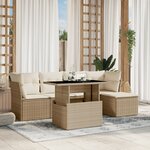 vidaXL Salon de jardin avec coussins 6 Pièces beige résine tressée