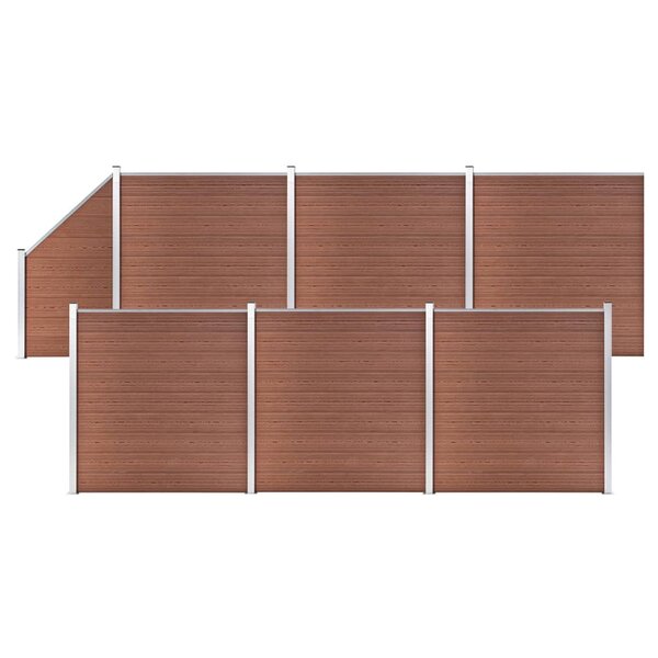 vidaXL Ensemble de clôture WPC 6 Carré + 1 Incliné 1138x186 cm Marron