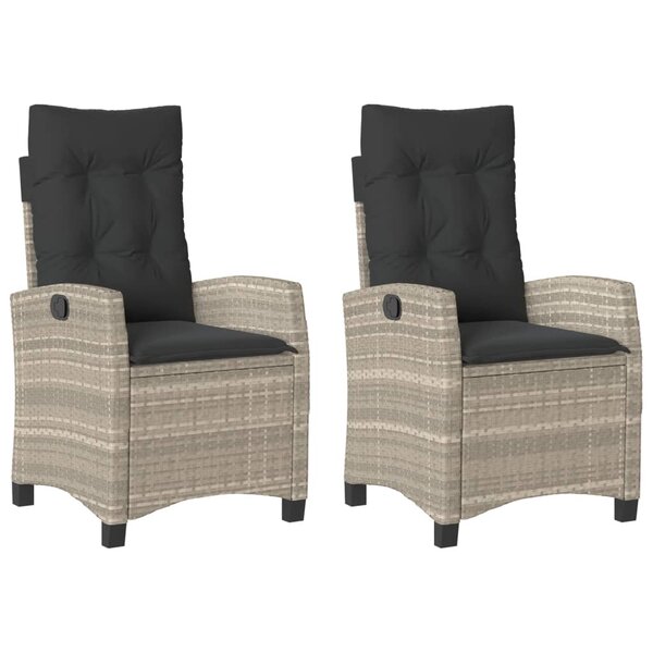 vidaXL Chaises inclinables jardin lot de 2 et coussins résine tressée