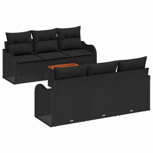 vidaXL Ensemble de canapé de jardin avec stockage 7 Pièces Noir polyrotin