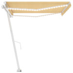 vidaXL Auvent manuel rétractable avec LED 400x350 cm Jaune et blanc