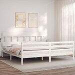 vidaXL Cadre de lit avec tête de lit blanc 200x200 cm bois massif