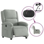 vidaXL Fauteuil inclinable électrique gris clair velours