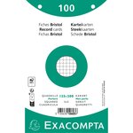 Paquet 100 Fiches Sous Film - Bristol Quadrillé 5x5 Perforé 125x200mm - Blanc - X 12 - Exacompta