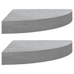 vidaXL Étagères d'angle murales 2 Pièces Gris béton 35x35x3 8 cm MDF
