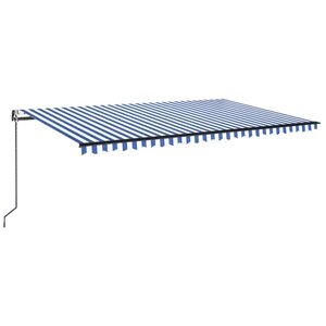 vidaXL Auvent rétractable automatique 500x350 cm Bleu et blanc