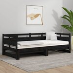 vidaXL Lit coulissant Noir Bois de pin solide 2x(90x190) cm