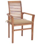 vidaXL Chaises à dîner 8 Pièces avec coussins beige Bois de teck solide