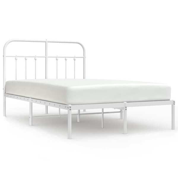 vidaXL Cadre de lit métal avec tête de lit blanc 120x200 cm