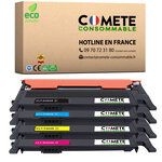 COMETE, Marque française - CLT-P404C - Lot de 4 Toners Compatibles avec Samsung P404C CLT-404S CLT404S 404S 404C - pour Toner Samsung C480w Xpress C480fw C430w C480 (Pack de 4)