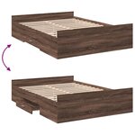 vidaXL Cadre de lit à tiroirs chêne brun 135x190 cm bois d'ingénierie