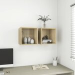 vidaXL Armoires murales 2 Pièces Chêne Sonoma 37x37x37 cm Bois ingénierie