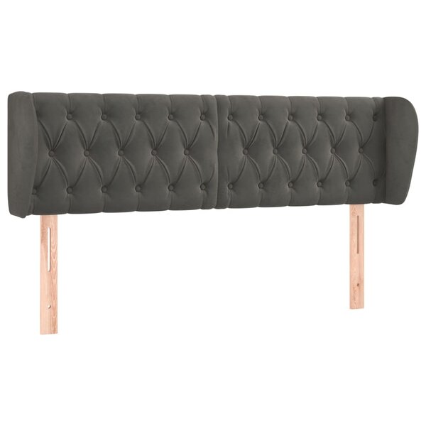 vidaXL Tête de lit avec oreilles Gris foncé 147x23x78/88 cm Velours