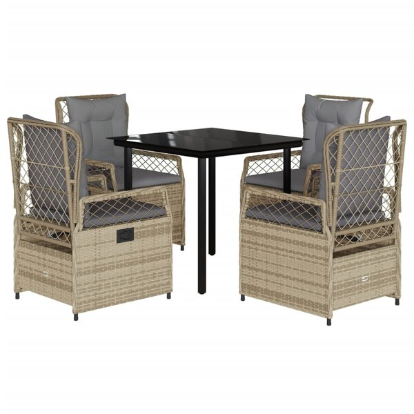 vidaXL Ensemble à manger de jardin avec coussins 5Pièces Beige poly rotin