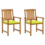 vidaXL Chaises de jardin avec coussins lot de 2 Bois d'acacia massif