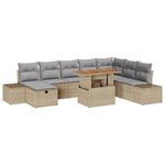 vidaXL Ensemble de canapé de jardin 9 pièces avec coussins Beige en Rotin Synthétique