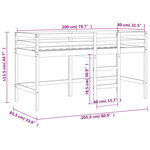 vidaXL Lit mezzanine enfants et rideaux rose 80x200cm bois pin massif