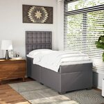 vidaXL Sommier à lattes de lit avec matelas Gris 100x200 cm Similicuir
