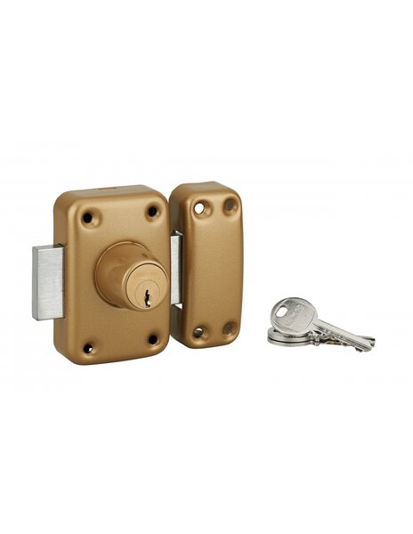 THIRARD - Verrou double entrée Apache pour porte d'entrée  cylindre 40mm  acier  3 clés  époxy or