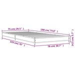vidaXL Cadre de lit sonoma gris 75x190 cm bois d'ingénierie et métal