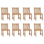 vidaXL Chaises de jardin lot de 8 avec coussins Bois de teck massif