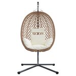 vidaXL Panier de chaise œuf suspendue avec support en café Poly Rattan