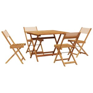 vidaXL Ensemble à manger de jardin 5 Pièces beige tissu et bois massif