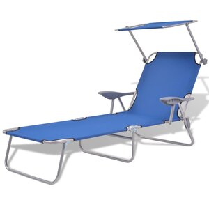 vidaXL Chaise longue avec auvent Acier Bleu